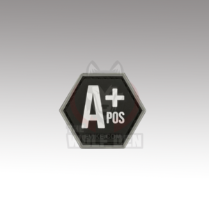 Evike Parche «Operator Profile PVC Hex Patch» Blood Type Series (Black / A Positive)