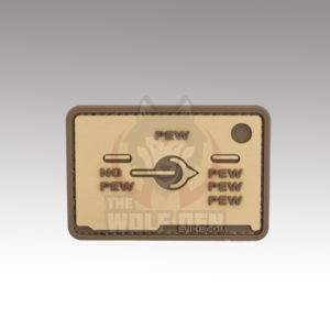 Evike Parche «Pew Pew Pew Selector Switch» 3″ x 2″ PVC Morale Patch (Tan)