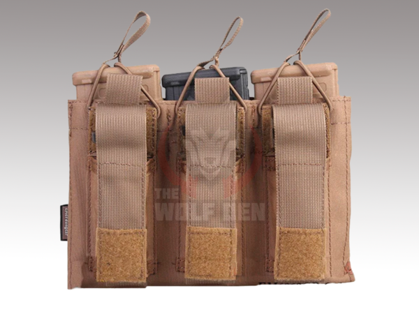 EmersonGear 5.56&Pistol Triple Open Top Magazine – Porta Cargador Triple – Coyote [EM6363CB]