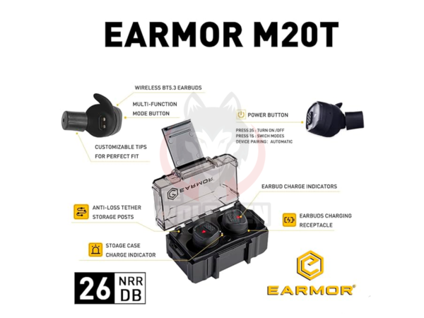 Earmor M20T Bluetooth Earbuds - Auricular Protector Auditivo Inalámbrico - Negro - Imagen 4