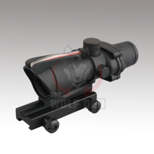 Emerson Gear T Style ACOG 4x Functional Red Fiber Optic Rifle Scope – Mira Acog Fibra Optica Funcional Rojo – Negro [EM5160]
