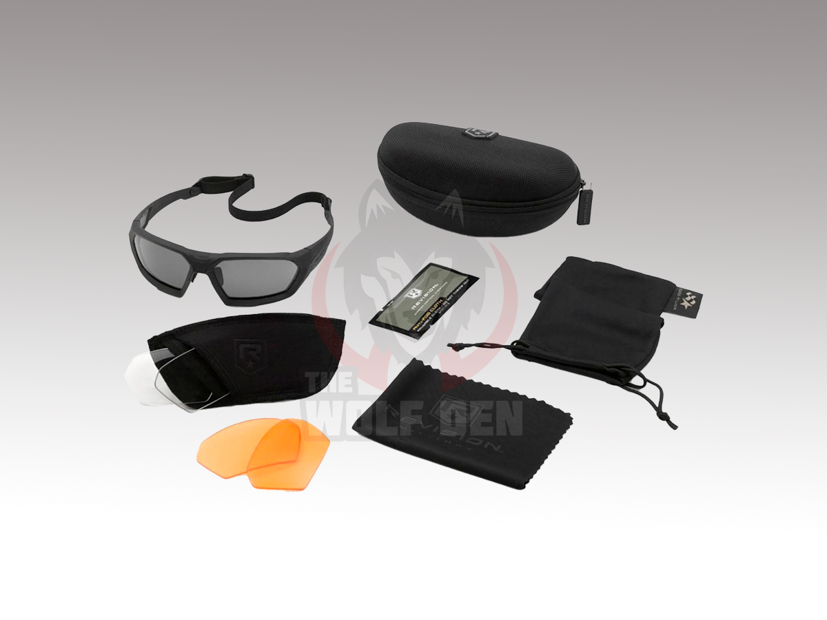 Revision ShadowStrike Deluxe Shooter's Ballistic Sunglasses Kit (Black Frame / Smoke, Clear, Vermillion Lens)