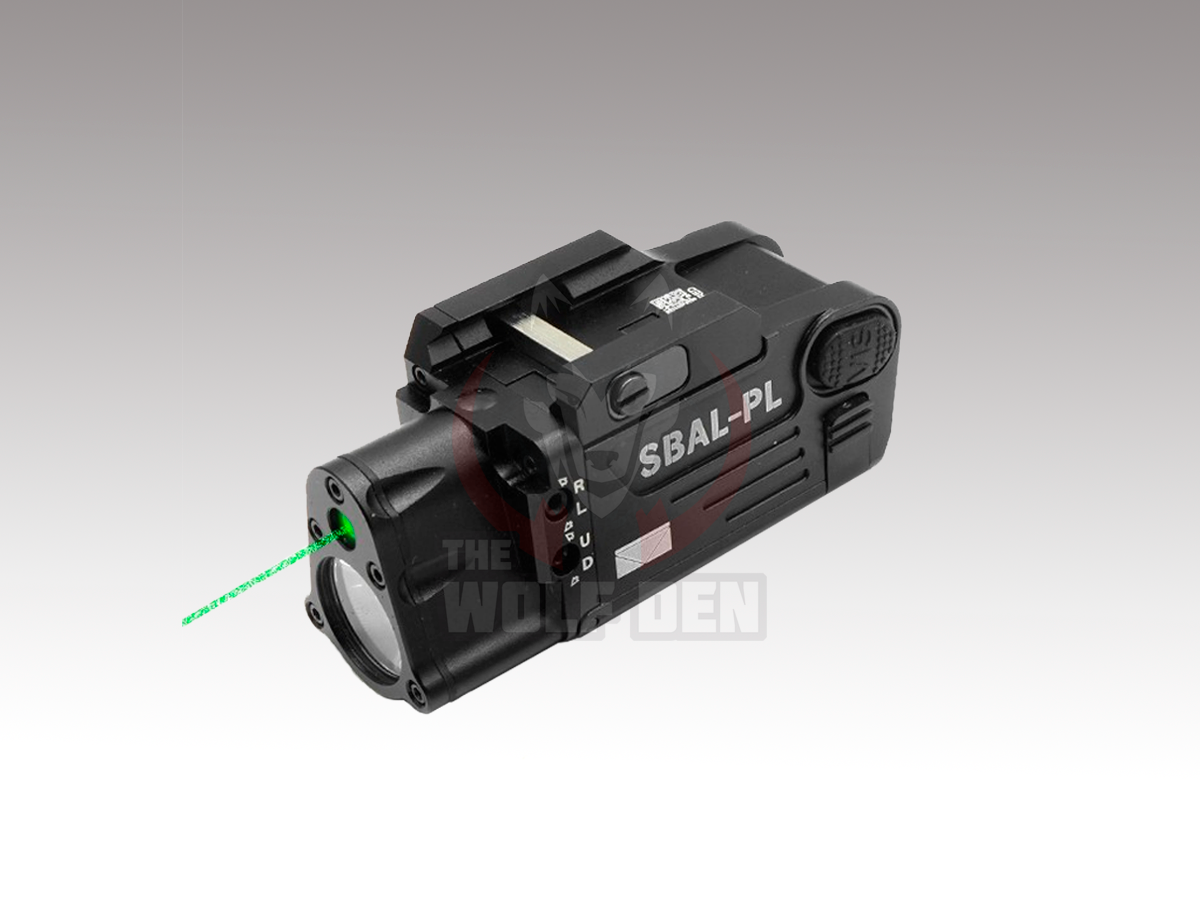 TWD SBAL-PL Flashlight / Single Beam Aiming Laser Pistol Light - Linterna Tactica - 400Lumens - Laser Verde - Negro