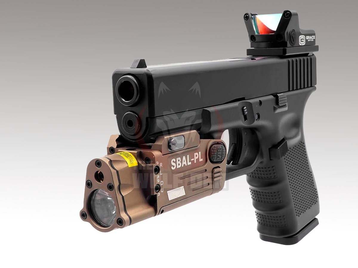 TWD SBAL-PL Flashlight / Single Beam Aiming Laser Pistol Light - Linterna Tactica - 400Lumens - Laser Rojo - Bronce - Imagen 2