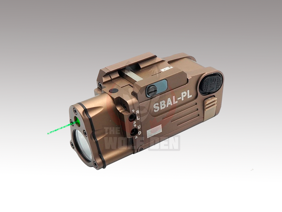 TWD SBAL-PL Flashlight / Single Beam Aiming Laser Pistol Light - Linterna Tactica - 400Lumens - Laser Verde - Bronce